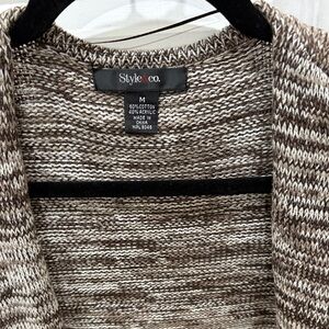 Style & Co. Brown and Cream Marled Crewneck Sweater